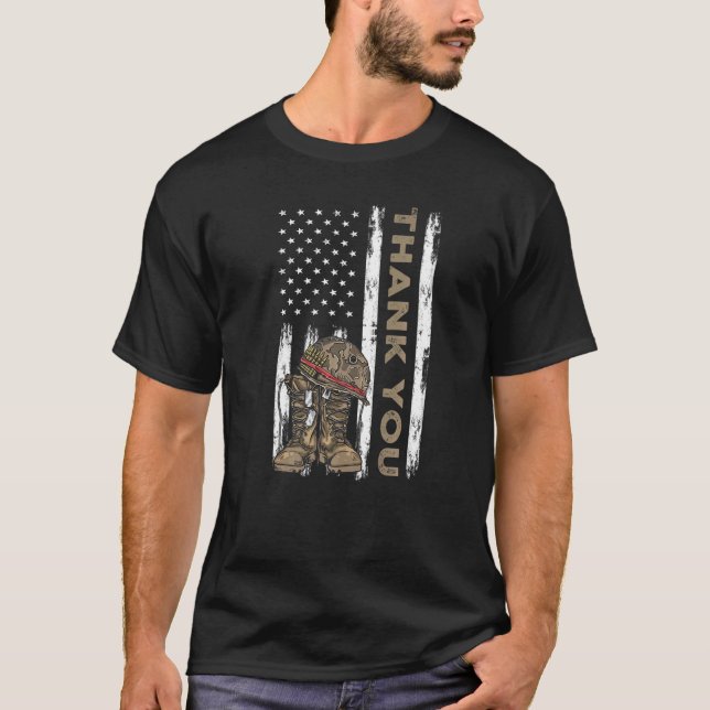 T-shirt Merci Anciens Combattants Boots de Combat Anciens  (Devant)
