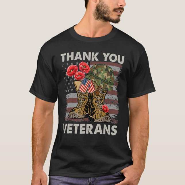 T-shirt Merci Anciens Combattants Bottes de Combat Populai (Devant)