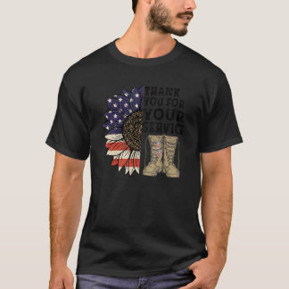T-shirt Merci Anciens Combattants Tournesol Américain Drap
