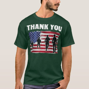 T-shirt Merci Armée Américaine Drapeau Fière Vétéran Papa 