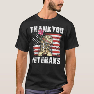 T-shirt Merci aux vétérans des bottes de combat Fleur de p