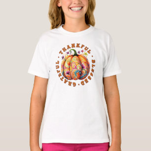 T-shirt Merci, béni, Gratuit Citrouille Floral