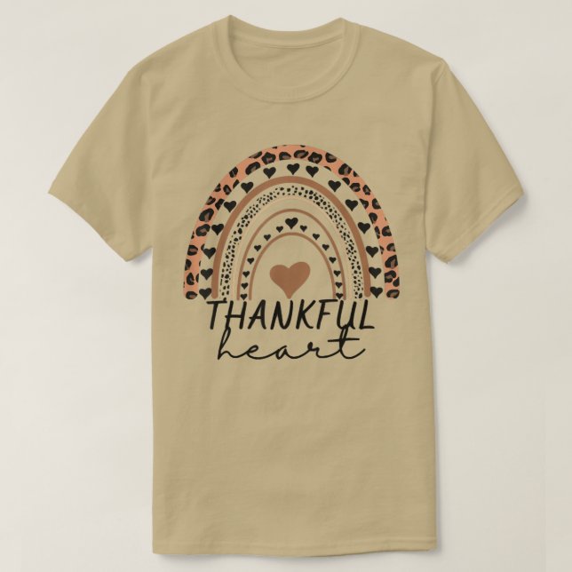 T-shirt Merci Coeur Boho Leopard Arc-En-Ciel Automne L'Aut (Design devant)