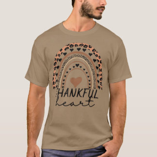T-shirt Merci Coeur Boho Leopard Arc-En-Ciel Automne L'Aut