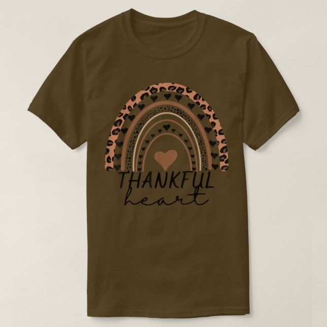 T-shirt Merci Coeur Boho Leopard Arc-En-Ciel Automne L'Aut (Design devant)