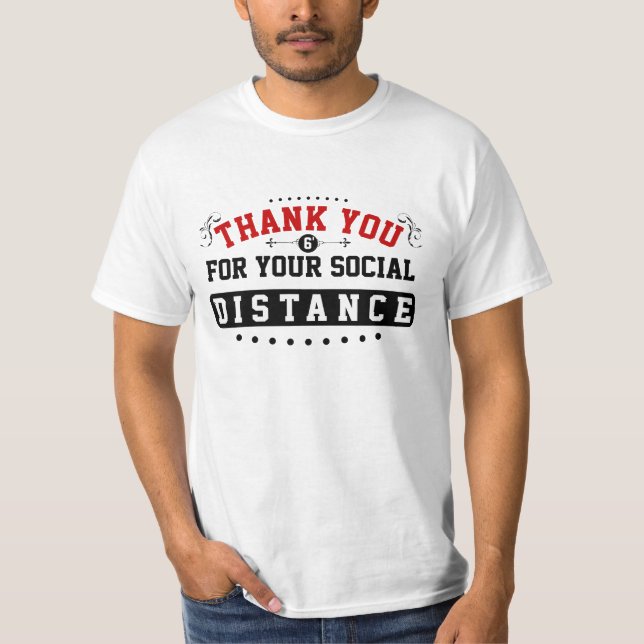 T-shirt Merci - Distance sociale blanche (Devant)