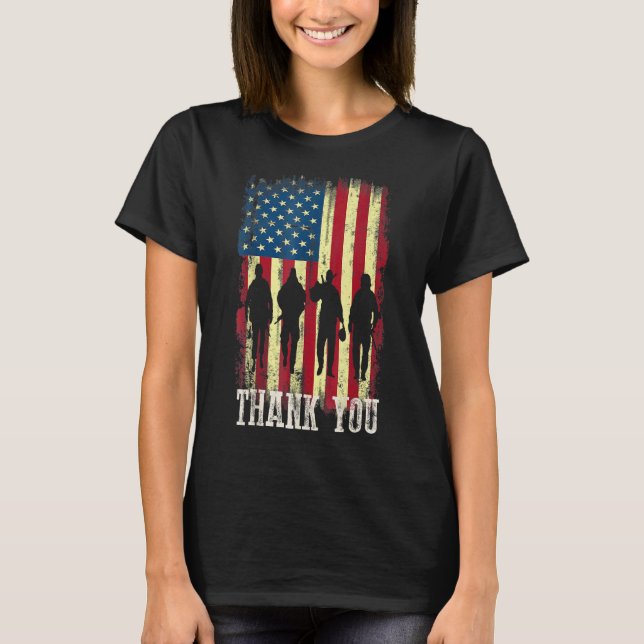 T-shirt Merci Drapeau Américain Patriotique Pour Hommes Fe (Devant)