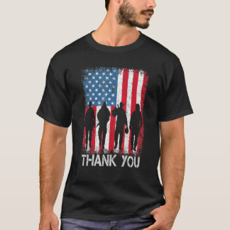 T-shirt Merci Drapeau Américain Patriotique Pour Hommes Fe