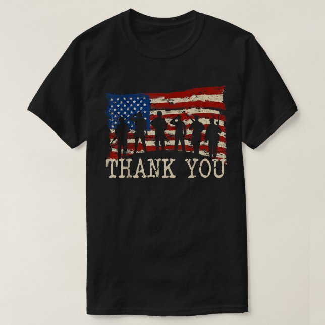 T-shirt Merci du drapeau américain anciens combattants fie (Design devant)