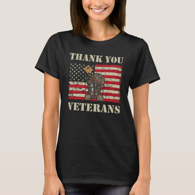 T-shirt Merci du drapeau patriotique américain anciens com (Devant)