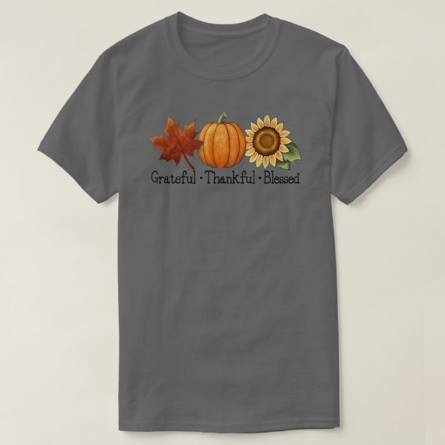 T-shirt Merci gracieux Citrouille de feuille de tournesol  (Design devant)