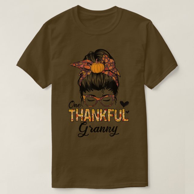T-shirt Merci Granny Funny Messy Bun Automne Merci (Design devant)