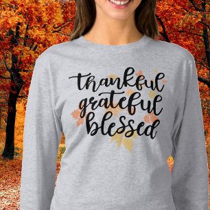 T-shirt Merci Gratuit Blessé Automne Feuilles Long Manche