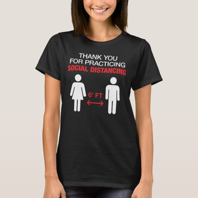 T-shirt Merci Pour Pratiquer La Distance Sociale (Devant)