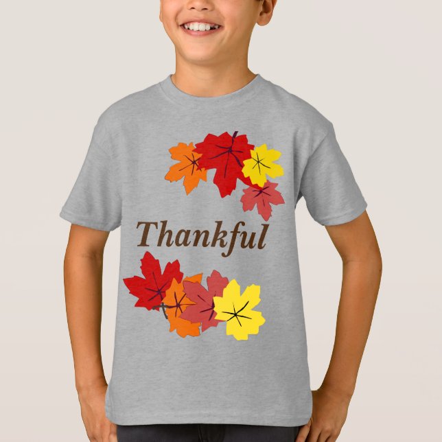 T-shirt Merci Rouge Orange Jaune Automne Feuilles de l'éra (Devant)