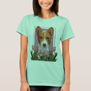 T-shirt Merci - tulipes roses - Basenji