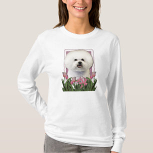 T-shirt Merci - tulipes roses - Bichon Frise