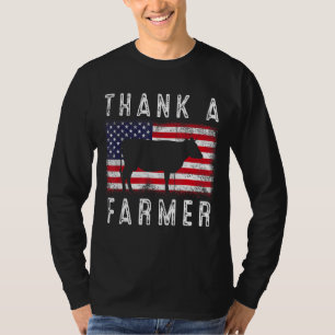 T-shirt Merci Un Agriculteur Patriotique Daisy Cow Drapeau