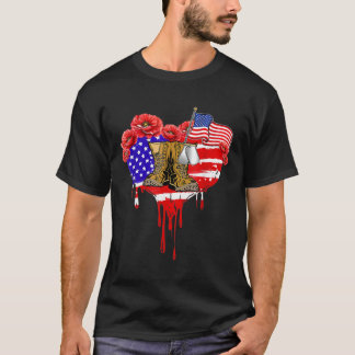T-shirt Merci Vétérans de combat Bottes de coquelicot Vétè