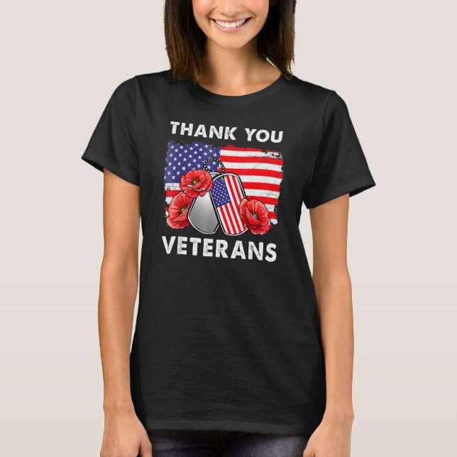 T-shirt Merci Vétérans de combat Bottes de coquelicot Vétè (Devant)