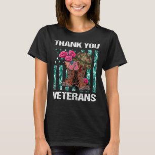 T-shirt Merci Vétérans de combat Bottes de coquelicot Vétè
