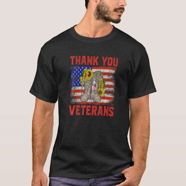 T-shirt Merci Vétérans de combat Bottes de coquelicot Vétè (Devant)