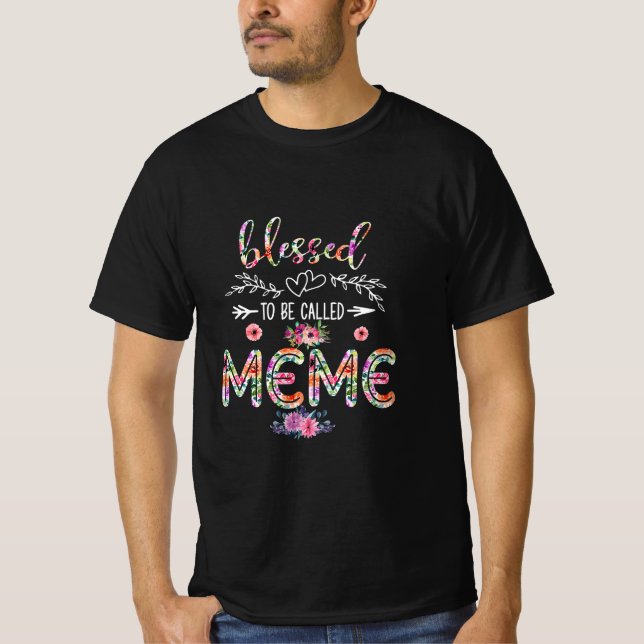 T-shirt Mère Béni D'Être Appelée Maman Et Mème Fleur (Devant)