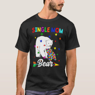 T-shirt Mère célibataire ours mignon Mois de la sensibilis