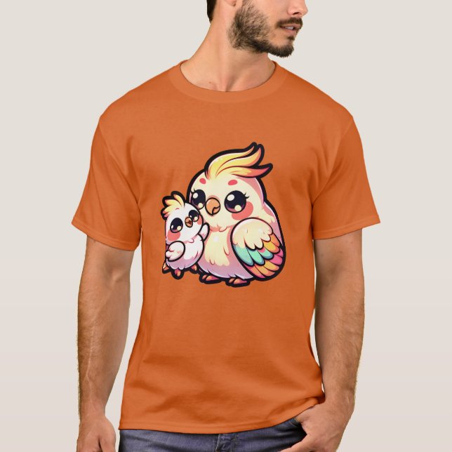 T-shirt Mère Cockatiel avec son bébé pour la Fête des mère (Devant)