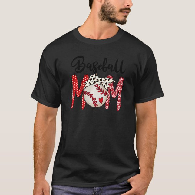 T-shirt Mère de baseball de softball Mère Leopard Mama (Devant)