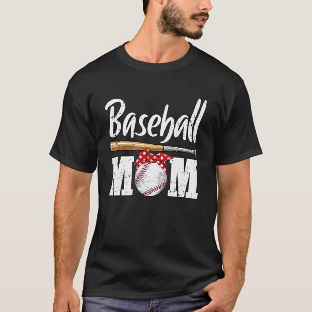 T-shirt Mère de baseball Empreinte de léopard Baseball Mèr (Devant)