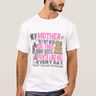 T-shirt Mère de cancer du sein d'étiquettes de chien