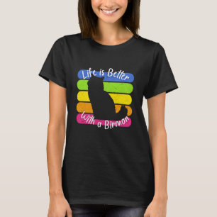 T-shirt Mère de chat Birman Rétro Coucher de soleil Vintag