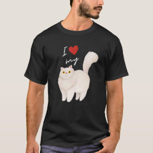 T-shirt Mère de chat persan blanc pour chat