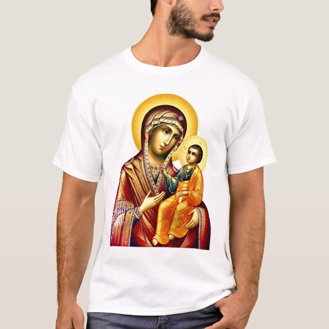 T-shirt Mère de Dieu Vierge et enfant 3 icône (Devant)