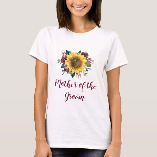 T-shirt Mère de la chambre Floral Sunflower Bourgogne Rose (Devant)