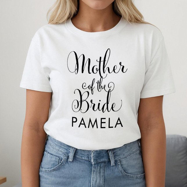 T-shirt Mère de la mariée Noir Mariage personnalisé (Créateur téléchargé)