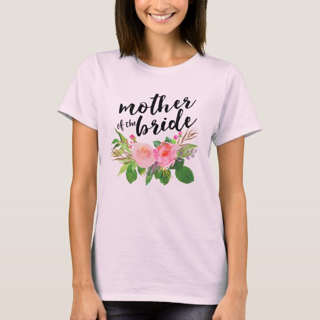T-shirt Mère de l'aquarelle chic de jeune mariée florale (Devant)