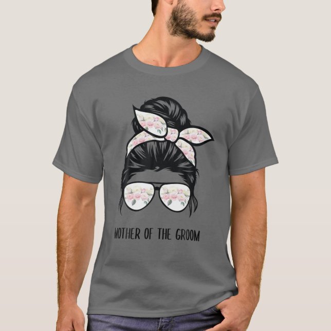 T-shirt Mère Du Groom Messy Bun Fleur Des Cheveux (Devant)