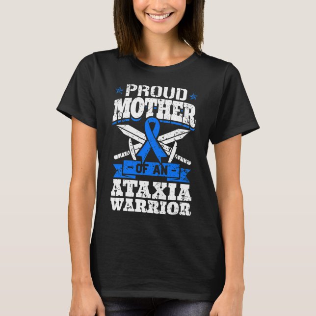 T-shirt Mère D'Une Ataxie Guerrier Sensibilisation Ribbon  (Devant)