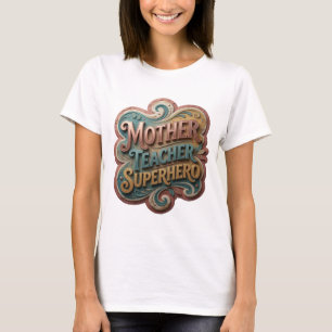 T-shirt Mère enseignante super-héroïne orange magnifique