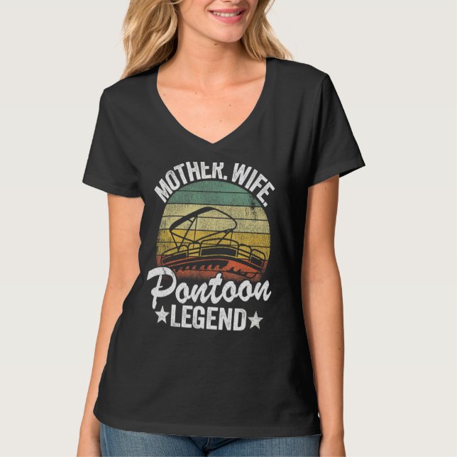 T-shirt Mère épouse Pontoon Légende Lac Vie Femmes Pontoon (Devant)
