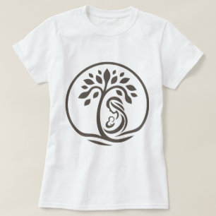 T-shirt Mère et bébé Arbre Khaki Silhouette Naissance, Cad