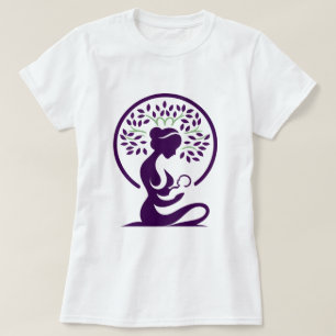 T-shirt Mère et bébé Arbre Violet Silhouette Naissance, Ca