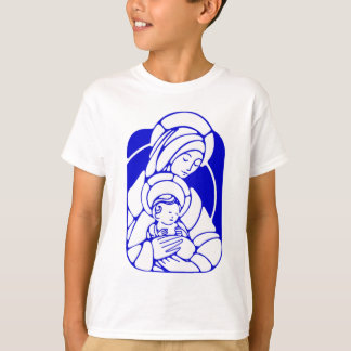 T-shirt Mère et enfant saints bleus et blancs