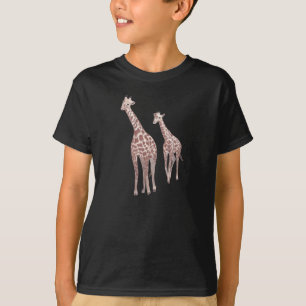 T-shirt Mère et enfants girafes en train de dessiner des t