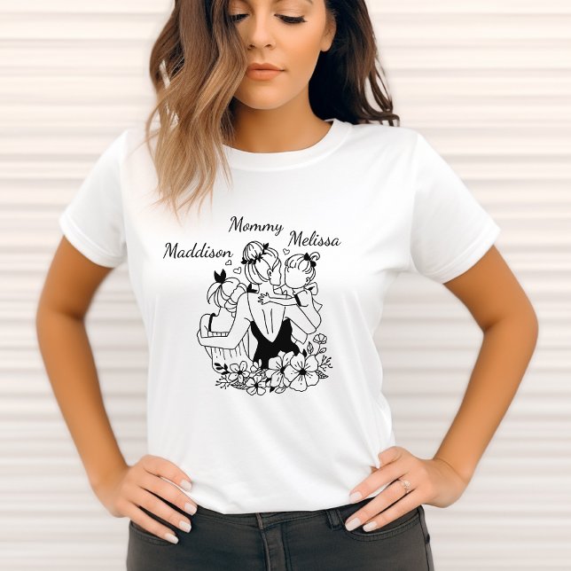 T-shirt Mère Et Filles Alignent L'Art Avec Les Noms (Créateur téléchargé)