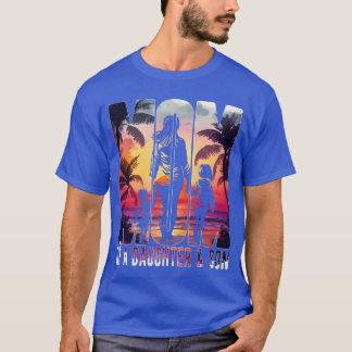 T-shirt Mère fils fille Fête des mères plage maman vin