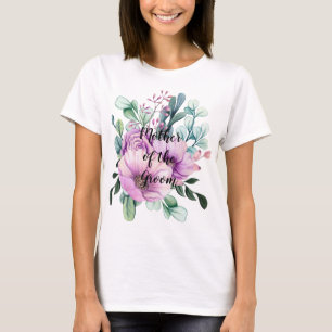 T-shirt MÈRE Florale violette de la Mariage de GROOM