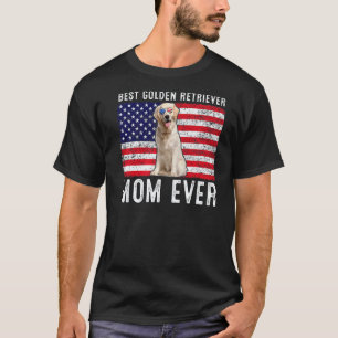 T-shirt Mère Golden Retriever Usa Drapeau Américain Chien